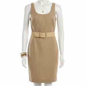 Vintage Alyn Paige Tan Sheath Bodycon Mini Dress - Size 12